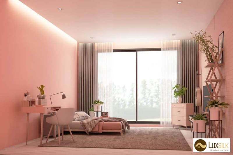 TOP 5 ý tưởng giúp bạn biết tường màu hồng rèm cửa màu gì