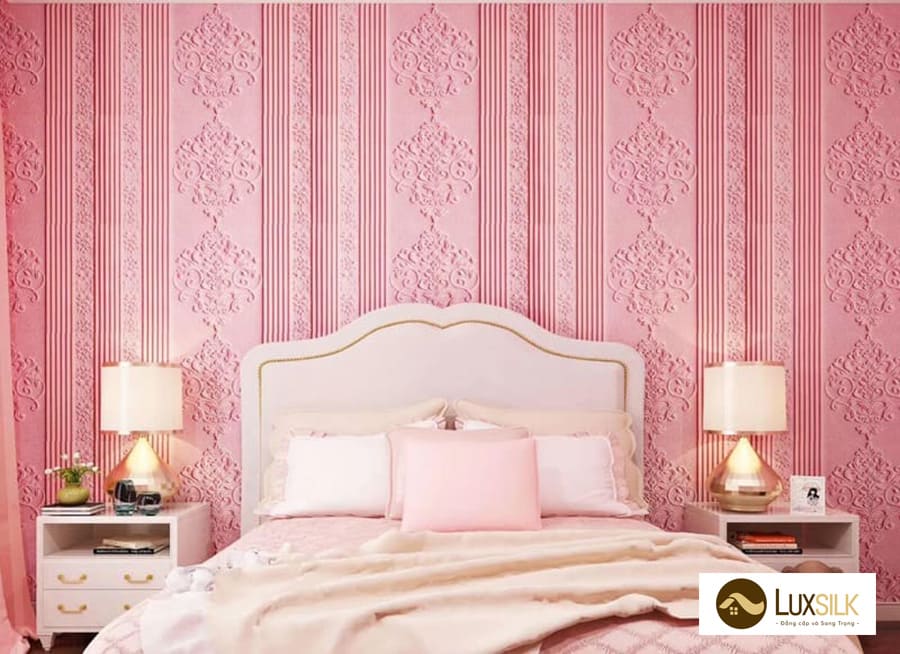 Giấy dán tường phòng ngủ màu hồng đẹp, lãng mạn ai cũng mê