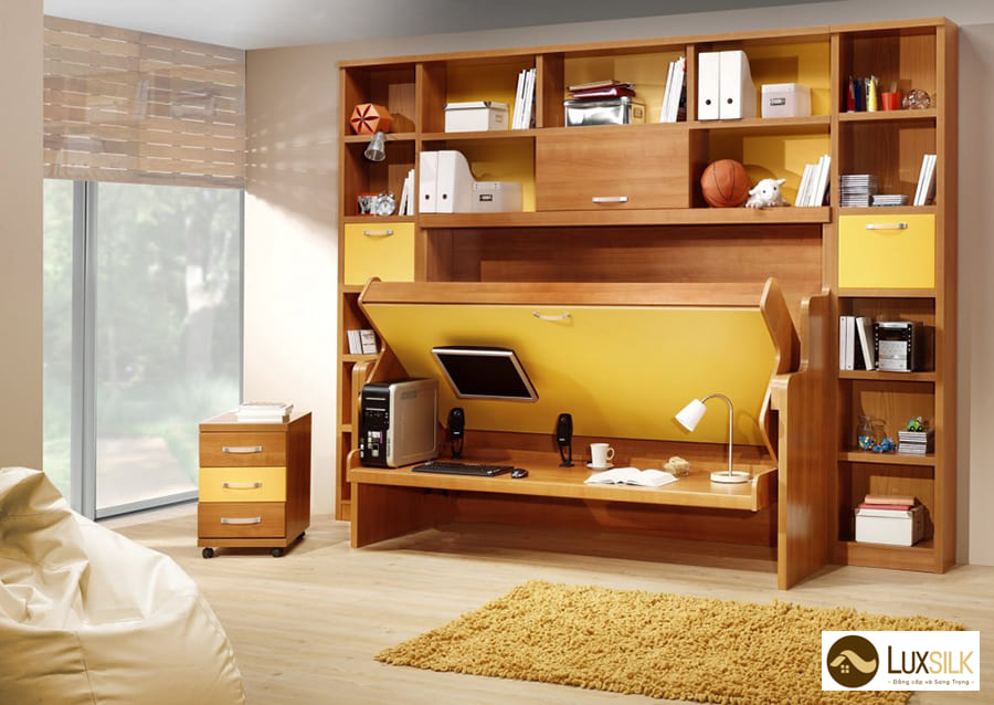 thiết kế nội thất tích hợp đa công dụng cho phòng ngủ thông minh